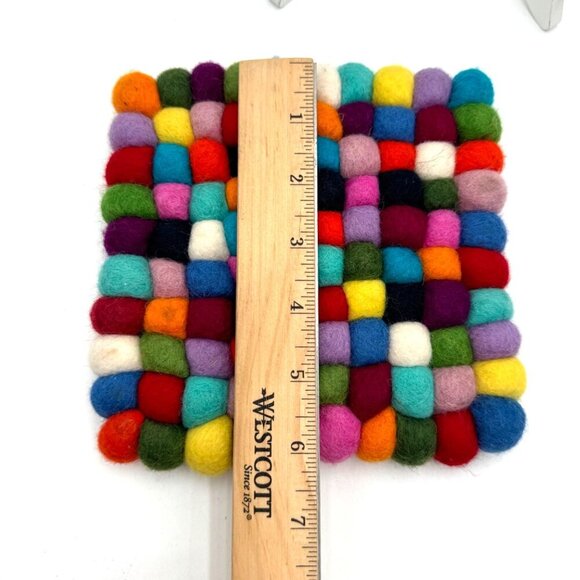 Trader Joe's Hand Crafted Felted Wool Trivet Hot Pad colorful vibrant fun trendy - Picture 8 of 8